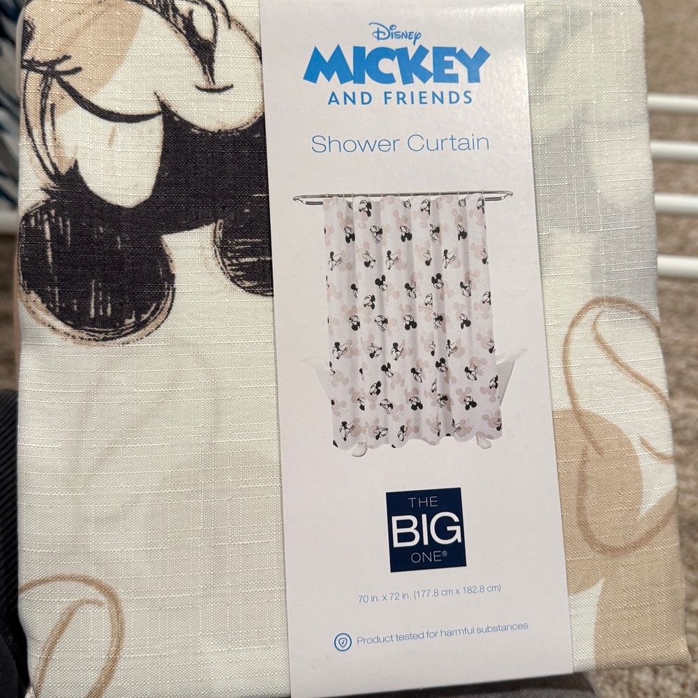 Disney Mickey and Friends Shower Curtain - Black, Beige, White - Picture 4 of 6
